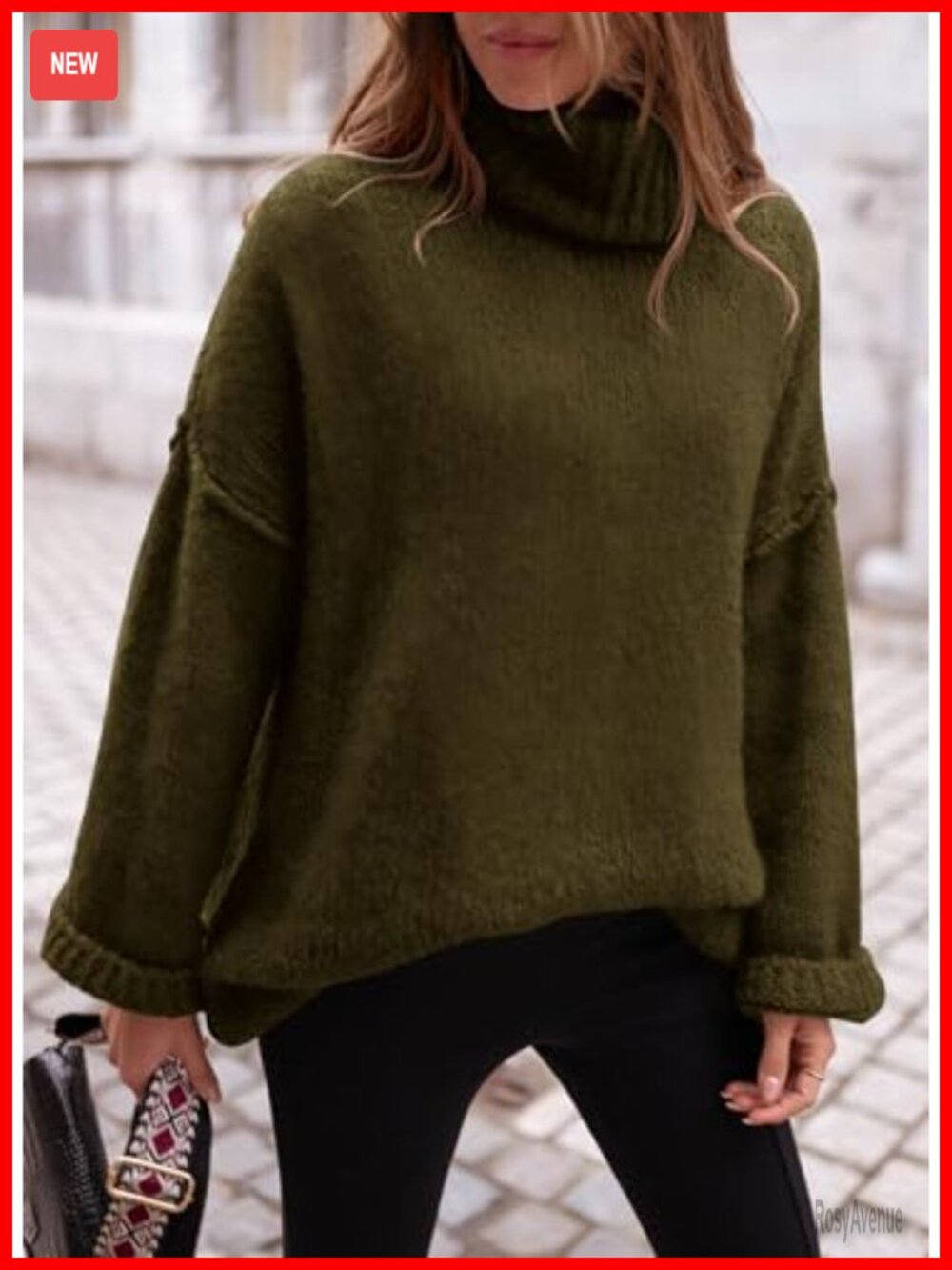 Chunky Knit Turtleneck Pullover Sweater Oversized Fall Winter - Picture 4 of 6